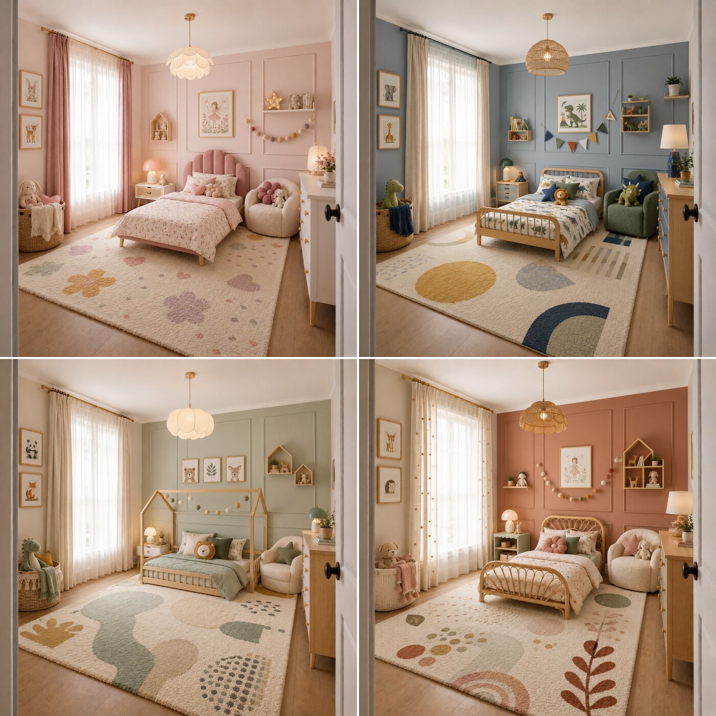 Chambre de bébé transformée en 4 styles colorés