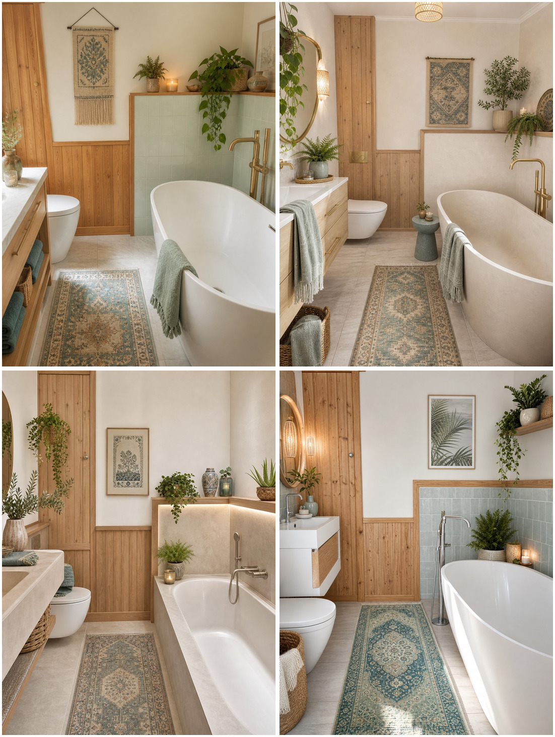 Salle de bain avec bain transformée en 4 styles